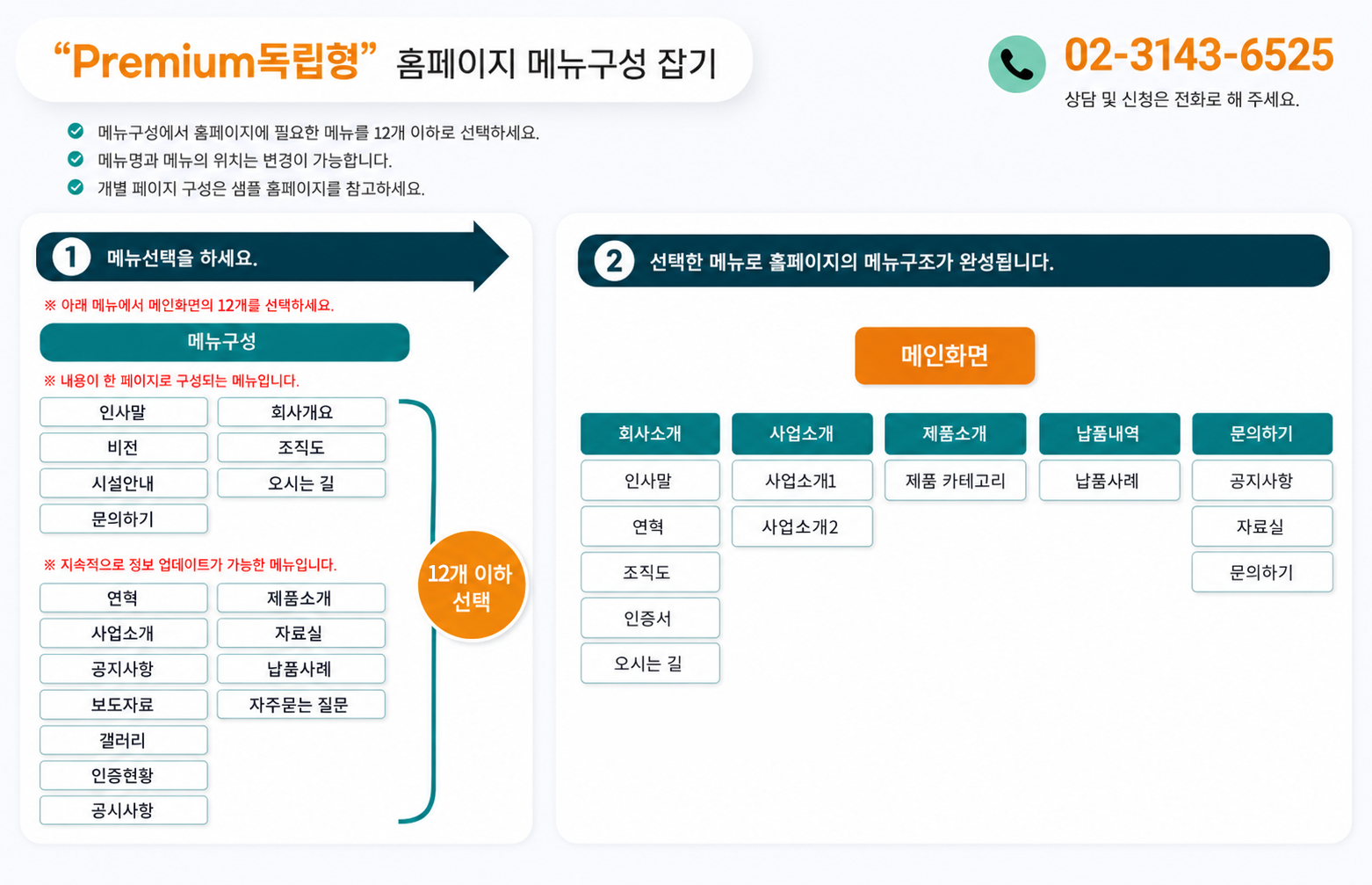 Premium 독립형 메뉴구성